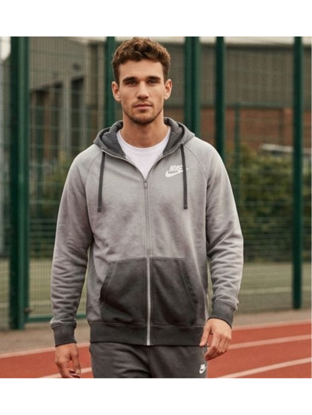 Men's Nike Ombre Gray Full-Zip Hoodie XL Lightweight Athletic Activewear Casual
